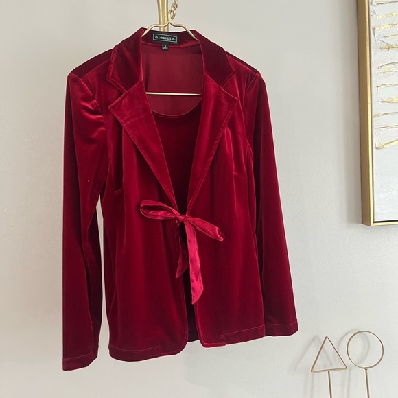Elementz Tops - Elementz Y2K extravagant Rich Red Velvet top S